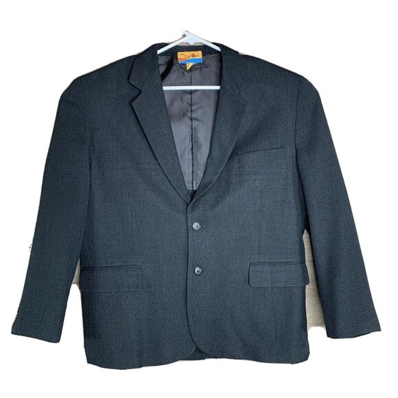 Habands Gold Coast Mens 44s Black Suit Jacket Sport Coat 2 Button Polyester - Picture 1 of 10